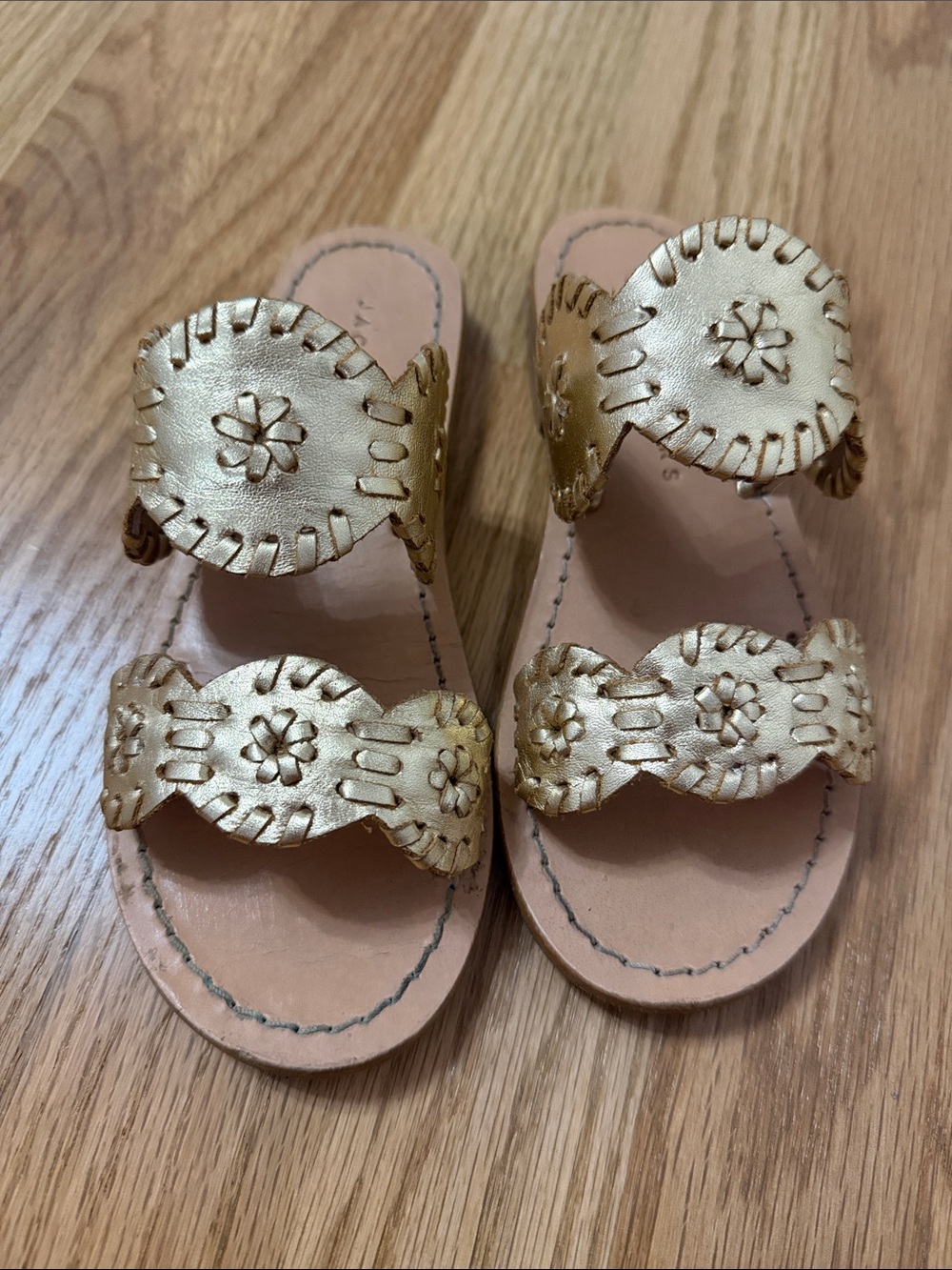 Jack Rogers Kids Metallic Gold Double-Stride Slide Sandals